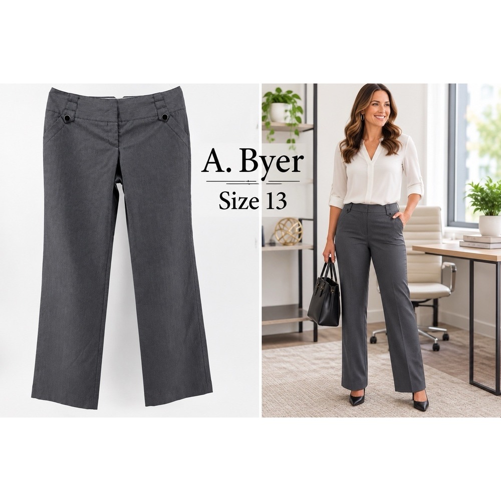 A. Byer Gray Dress Pants Women's Size 13 Career Workwear Stretch Office Preppy